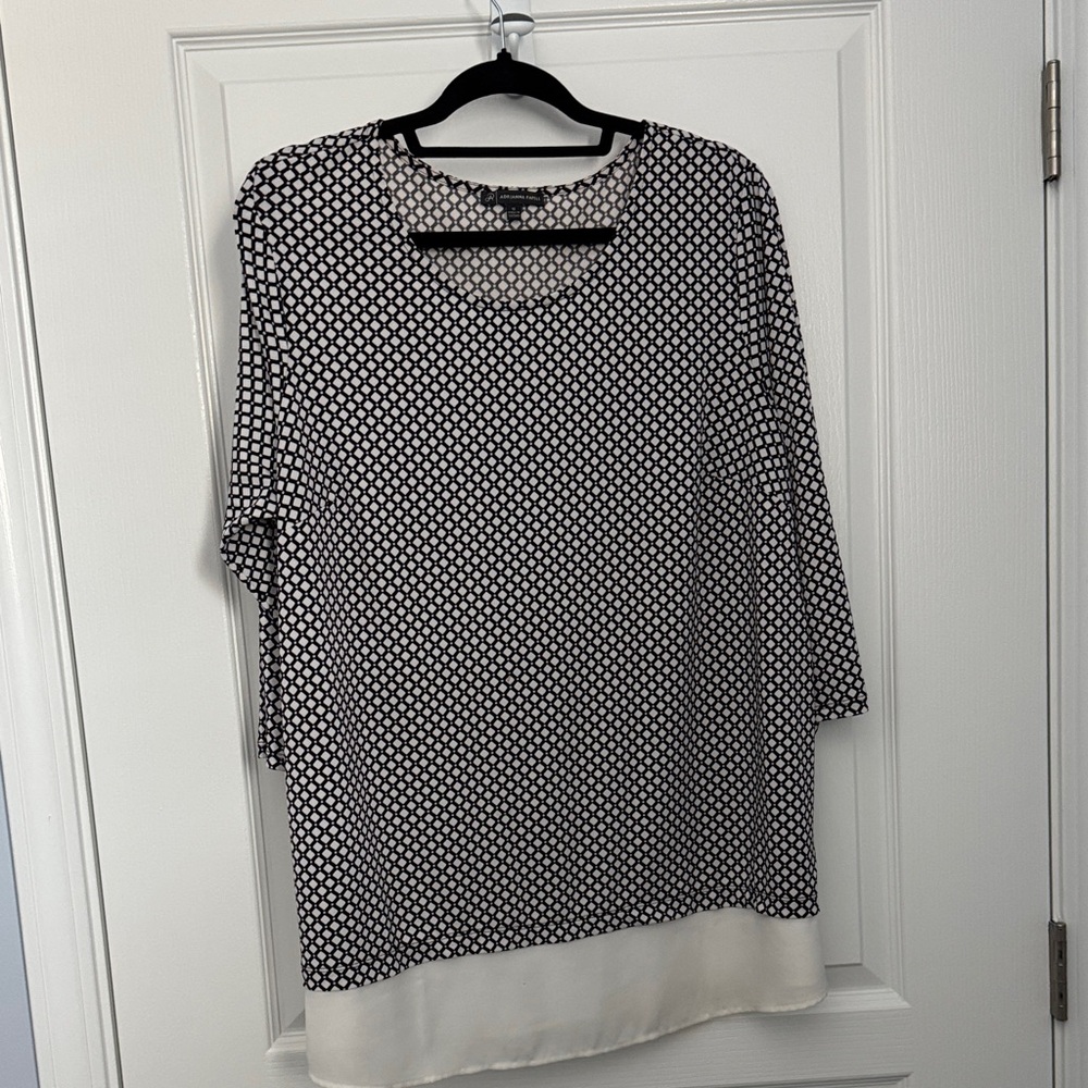 Adrianna Papell Black and White Patterned Blouse